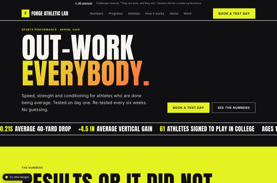 The Forge Athletic Lab sample site