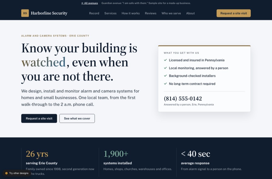The Harborline Security sample site