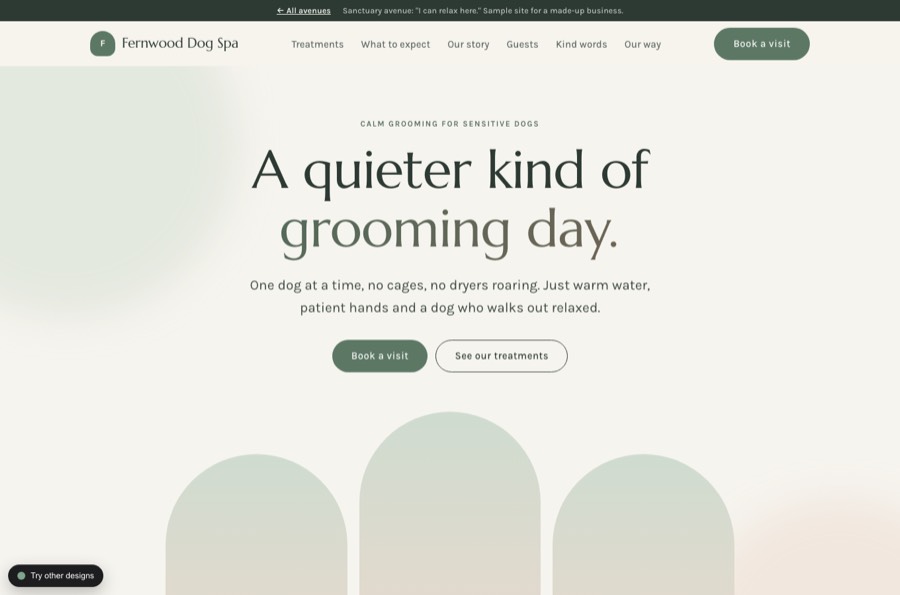 The Fernwood Dog Spa sample site
